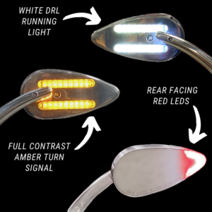 Dynamic LED Motorcycle Mirrors with Run, Brake & Turn Signal